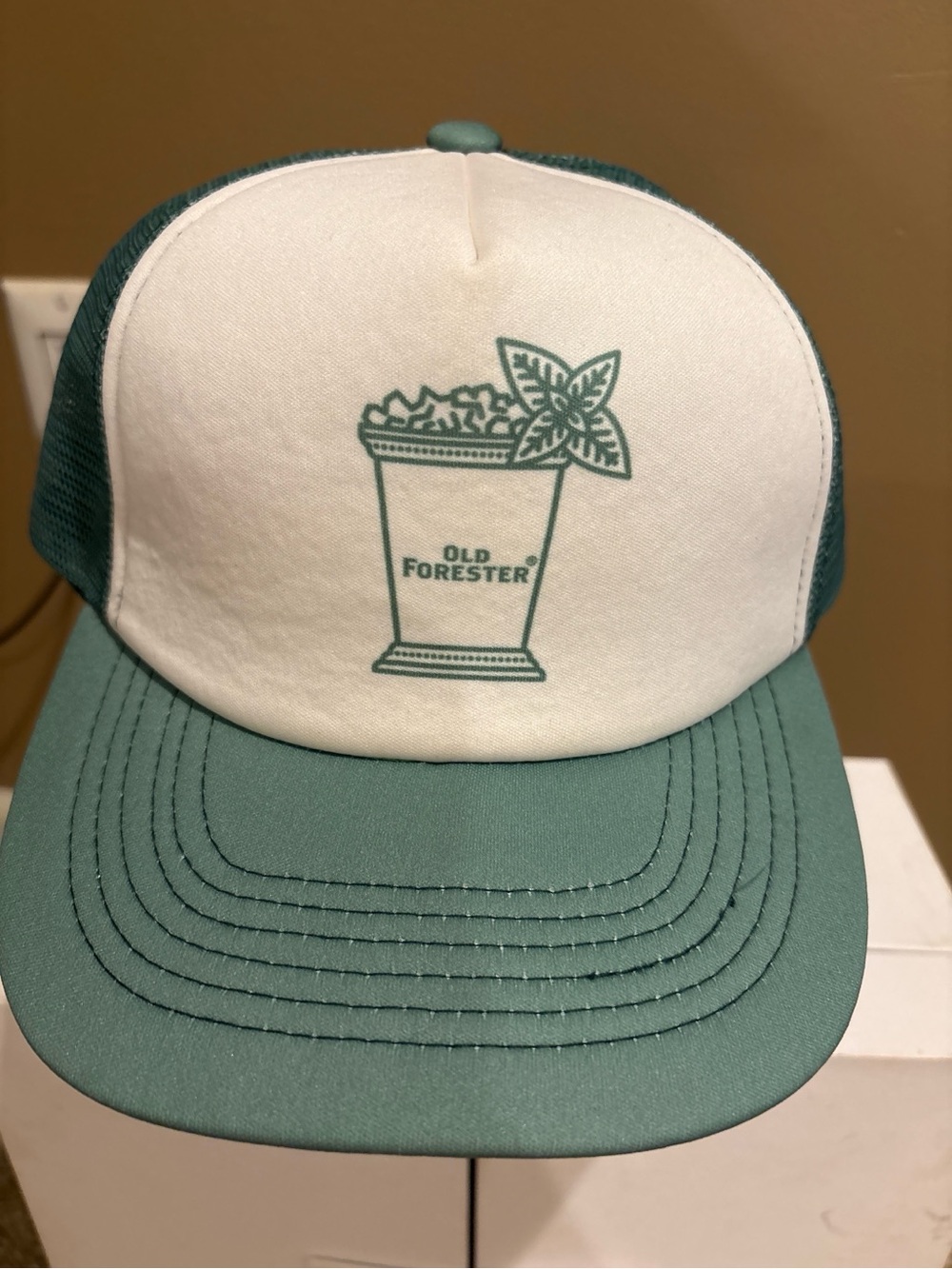 Old Forester Green & White Trucker Hat